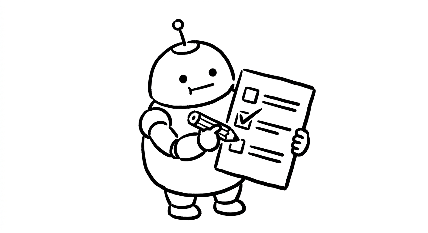 チェックリストに印を付けるロボット
