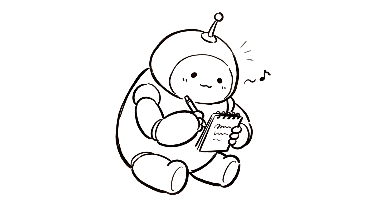 メモ帳を持って話を聞くロボット